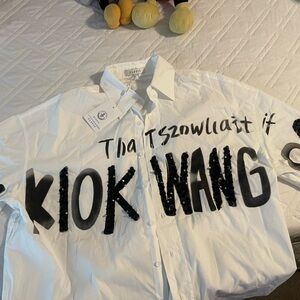 Woman White and Black sequin Graphic Shirt